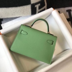 Replica perfetta Hermes Kelly Mini II Borsa Vert Criquet Epsom Imitazione Outlet Online