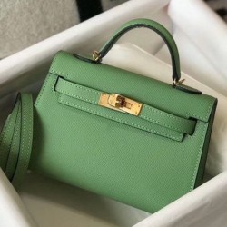Replica perfetta Hermes Kelly Mini II Borsa Vert Criquet Epsom Imitazione Outlet Online