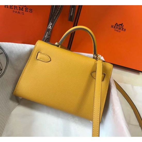 Borsa Hermes Kelly Mini II gialla Epsom Replica originale di alta qualità Miglior Falso Borsa Hermes Kelly Mini II gialla Epsom Economiche Premium