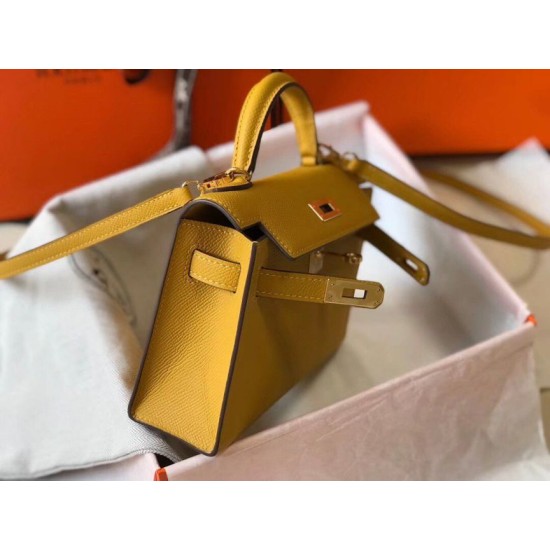 Borsa Hermes Kelly Mini II gialla Epsom Replica originale di alta qualità Miglior Falso Borsa Hermes Kelly Mini II gialla Epsom Economiche Premium