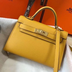 Miglior Falso Borsa Hermes Kelly Mini II gialla Epsom Economiche Premium
