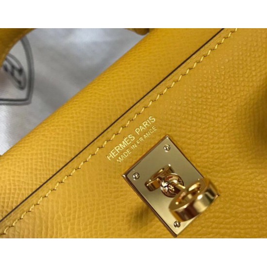 Borsa Hermes Kelly Mini II gialla Epsom Replica originale di alta qualità Miglior Falso Borsa Hermes Kelly Mini II gialla Epsom Economiche Premium