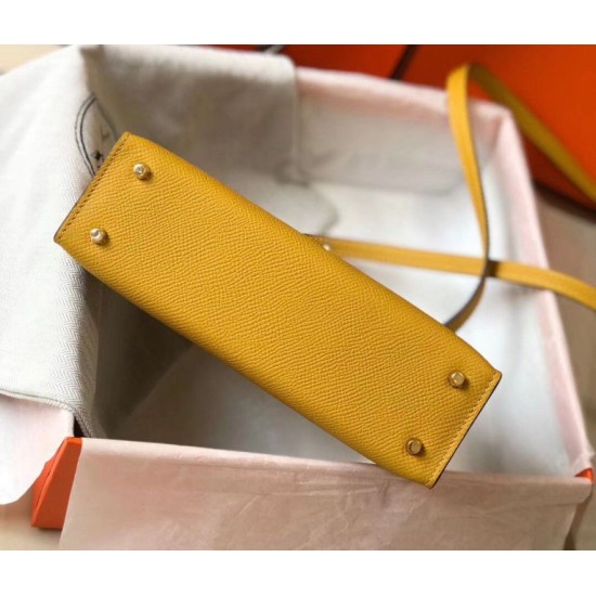 Borsa Hermes Kelly Mini II gialla Epsom Replica originale di alta qualità Miglior Falso Borsa Hermes Kelly Mini II gialla Epsom Economiche Premium