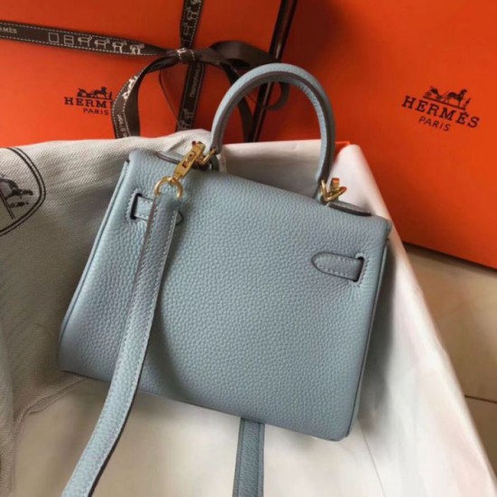 Miglior Falso Borsa Hermes Mini Kelly 20cm blu Lin Clemence Economiche Premium
