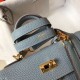 Miglior Falso Borsa Hermes Mini Kelly 20cm blu Lin Clemence Economiche Premium