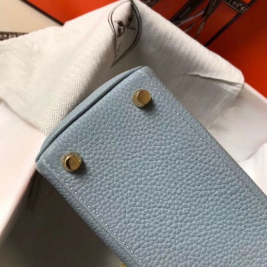 Miglior Falso Borsa Hermes Mini Kelly 20cm blu Lin Clemence Economiche Premium
