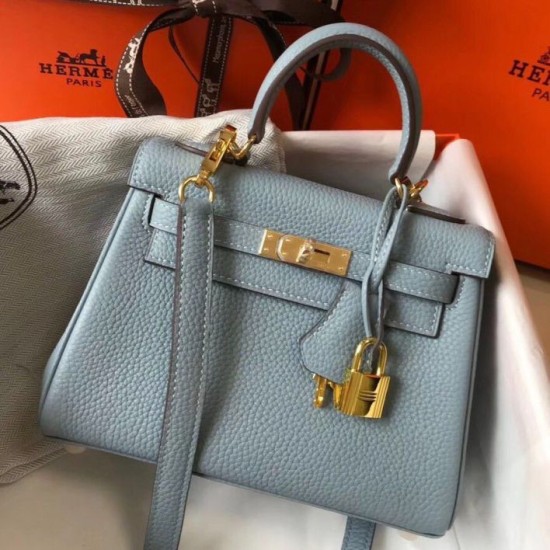 Miglior Falso Borsa Hermes Mini Kelly 20cm blu Lin Clemence Economiche Premium
