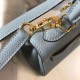 Miglior Falso Borsa Hermes Mini Kelly 20cm blu Lin Clemence Economiche Premium