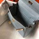 Miglior Falso Borsa Hermes Mini Kelly 20cm blu Lin Clemence Economiche Premium