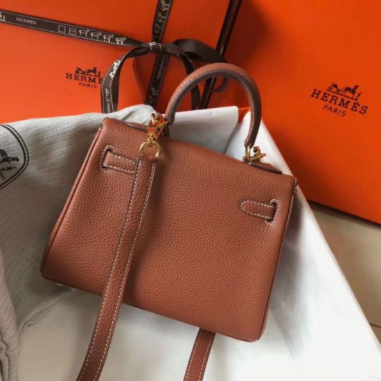 Migliore Replica Borsa Hermes Mini Kelly 20cm marrone Clemence Imitazioni Outlet Italia Perfette Qualità Repliche Borsa Hermes Mini Kelly 20cm marrone Clemence Imitazione