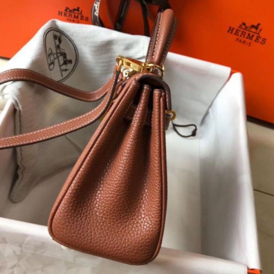 Migliore Replica Borsa Hermes Mini Kelly 20cm marrone Clemence Imitazioni Outlet Italia Perfette Qualità Repliche Borsa Hermes Mini Kelly 20cm marrone Clemence Imitazione