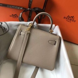 Replica perfetta Borsa Hermes Mini Kelly 20cm grigia Clemence Imitazione Outlet Online