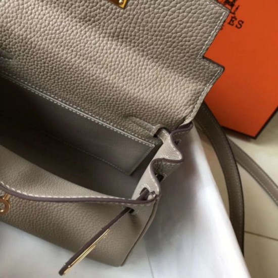 Replica perfetta Borsa Hermes Mini Kelly 20cm grigia Clemence Imitazione Outlet Online