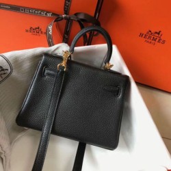 Migliore Repliche Borsa Hermes Mini Kelly 20cm nera Clemence Economiche Outlet Online