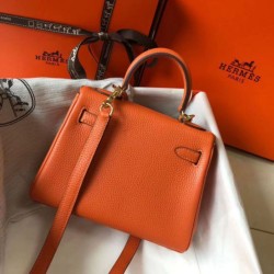 Migliore Repliche Hermes Mini Kelly 20cm Borsa Arancione Clemence Economiche Outlet Online
