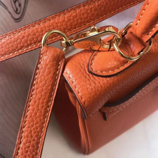Migliore Repliche Hermes Mini Kelly 20cm Borsa Arancione Clemence Economiche Outlet Online