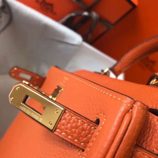 Migliore Repliche Hermes Mini Kelly 20cm Borsa Arancione Clemence Economiche Outlet Online