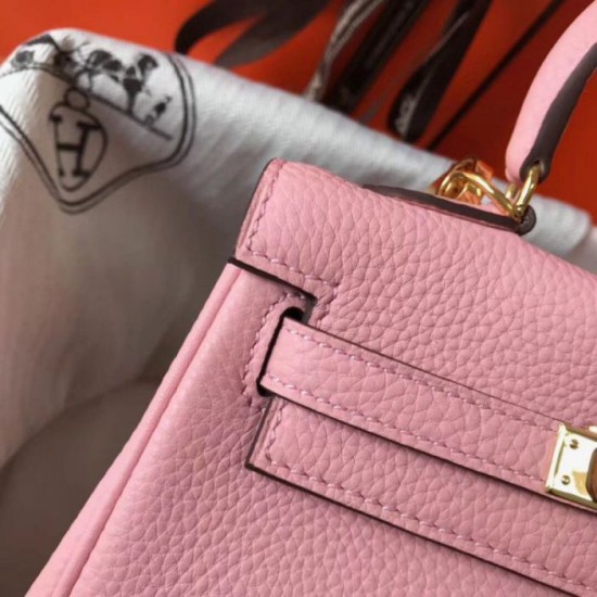 Hermes Mini Kelly 20cm Borsa Rosa Clemence Replica originale di alta qualità Migliore Repliche Hermes Mini Kelly 20cm Borsa Rosa Clemence Economiche Outlet Online