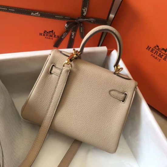 Repliche Hermes Mini Kelly 20cm Borsa Beige Clemence Imitazioni Premium Perfette Qualità Repliche Hermes Mini Kelly 20cm Borsa Beige Clemence Imitazione