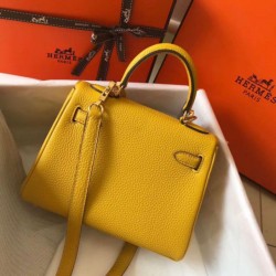 Replica perfetta Hermes Mini Kelly 20cm Borsa Giallo Clemence Imitazione Outlet Online