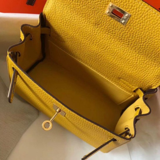 Replica perfetta Hermes Mini Kelly 20cm Borsa Giallo Clemence Imitazione Outlet Online