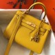 Replica perfetta Hermes Mini Kelly 20cm Borsa Giallo Clemence Imitazione Outlet Online