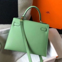 Replica perfetta Hermes Kelly 25cm Sellier Borsa Vert Criquet Epsom Imitazione Outlet Online