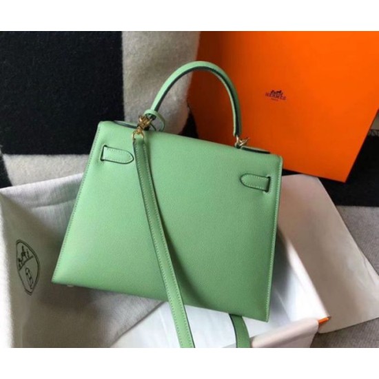 Replica perfetta Hermes Kelly 25cm Sellier Borsa Vert Criquet Epsom Imitazione Outlet Online