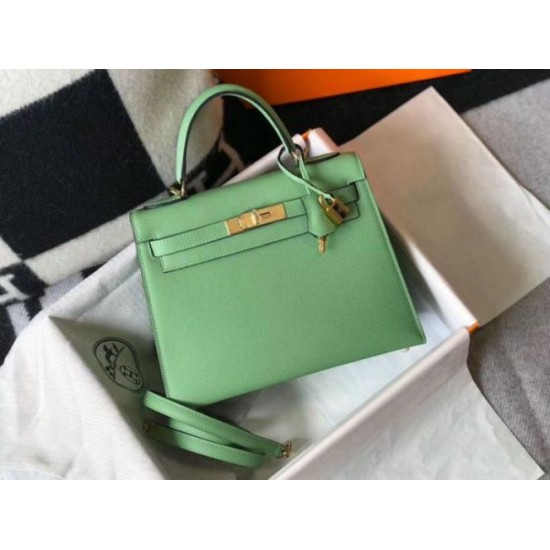 Replica perfetta Hermes Kelly 25cm Sellier Borsa Vert Criquet Epsom Imitazione Outlet Online