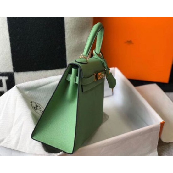 Replica perfetta Hermes Kelly 25cm Sellier Borsa Vert Criquet Epsom Imitazione Outlet Online
