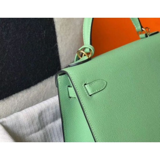 Replica perfetta Hermes Kelly 25cm Sellier Borsa Vert Criquet Epsom Imitazione Outlet Online