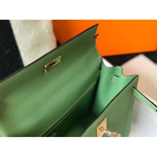 Replica perfetta Hermes Kelly 25cm Sellier Borsa Vert Criquet Epsom Imitazione Outlet Online