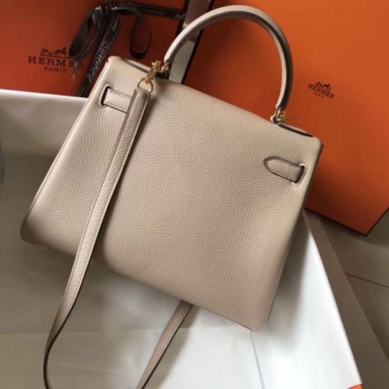 Miglior Falso Hermes Kelly 28cm Retourne Borsa Argile Clemence Economiche Premium