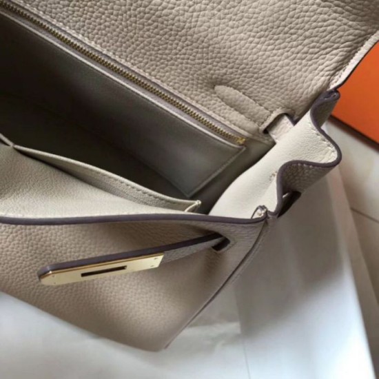 Miglior Falso Hermes Kelly 28cm Retourne Borsa Argile Clemence Economiche Premium