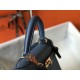 Replica perfetta Borsa Hermes Kelly 28cm Retourne blu agata Clemence Imitazione Outlet Online