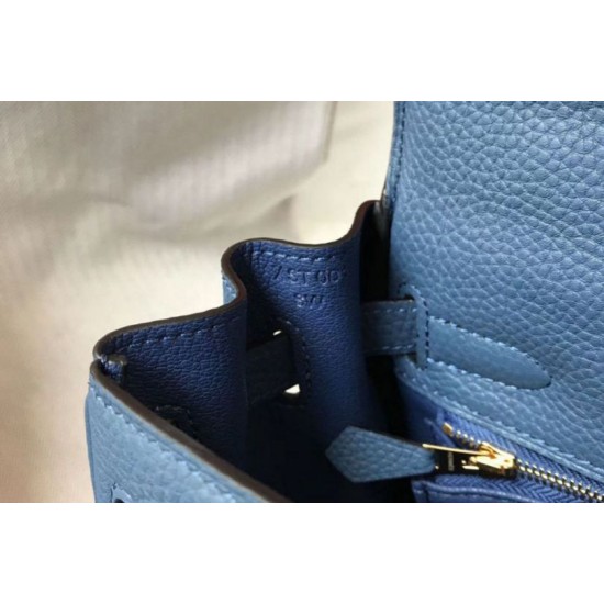 Replica perfetta Borsa Hermes Kelly 28cm Retourne blu agata Clemence Imitazione Outlet Online