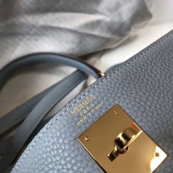 Replica perfetta Hermes Kelly 28cm Retourne Borsa Blue Lin Clemence Imitazione Outlet Online