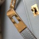 Replica perfetta Hermes Kelly 28cm Retourne Borsa Blue Lin Clemence Imitazione Outlet Online