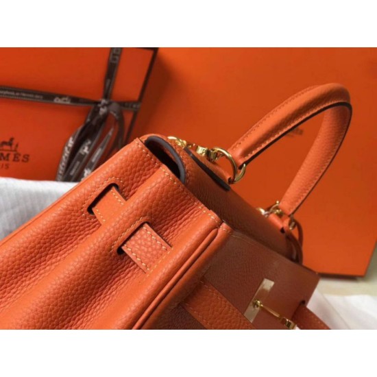 Perfette Qualità Repliche Hermes Kelly 28cm Retourne Borsa Orange Clemence Imitazione