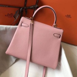 Migliore Repliche Borsa Hermes Kelly 28cm Retourne rosa Clemence Economiche Outlet Online
