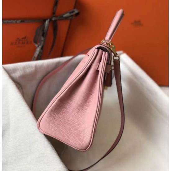 Migliore Repliche Borsa Hermes Kelly 28cm Retourne rosa Clemence Economiche Outlet Online