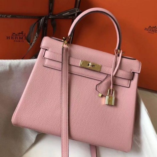 Migliore Repliche Borsa Hermes Kelly 28cm Retourne rosa Clemence Economiche Outlet Online