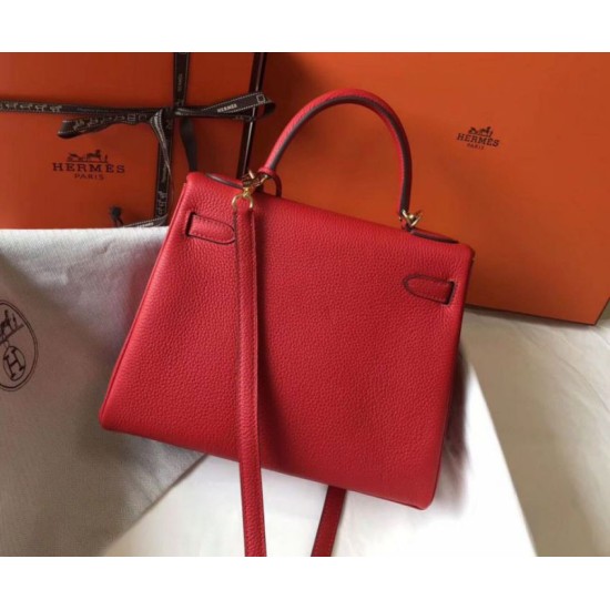 Migliore Repliche Borsa Hermes Kelly 28cm Retourne rossa Clemence Economiche Outlet Online