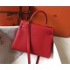 Migliore Repliche Borsa Hermes Kelly 28cm Retourne rossa Clemence Economiche Outlet Online