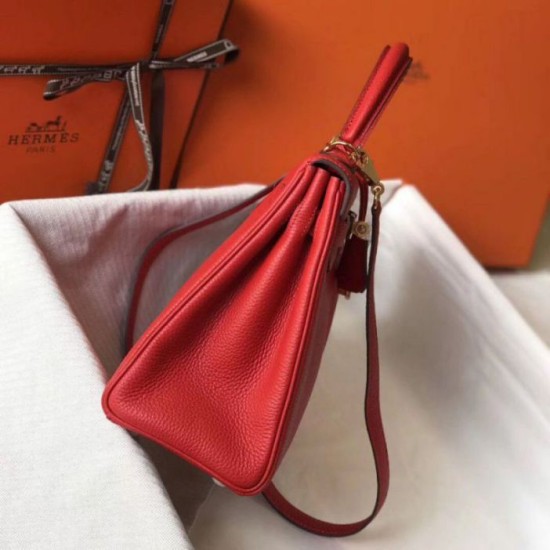 Migliore Repliche Borsa Hermes Kelly 28cm Retourne rossa Clemence Economiche Outlet Online