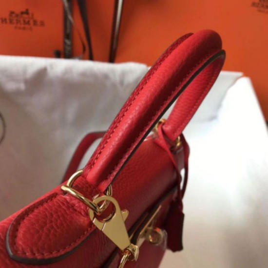 Migliore Repliche Borsa Hermes Kelly 28cm Retourne rossa Clemence Economiche Outlet Online