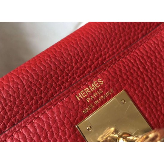 Migliore Repliche Borsa Hermes Kelly 28cm Retourne rossa Clemence Economiche Outlet Online
