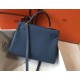 Migliore Repliche Borsa Hermes Kelly 32cm Retourne blu agata Clemence Economiche Outlet Online