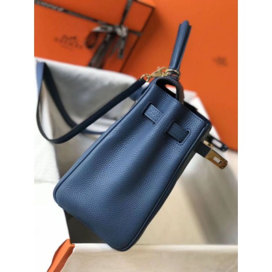 Migliore Repliche Borsa Hermes Kelly 32cm Retourne blu agata Clemence Economiche Outlet Online