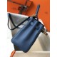 Migliore Repliche Borsa Hermes Kelly 32cm Retourne blu agata Clemence Economiche Outlet Online